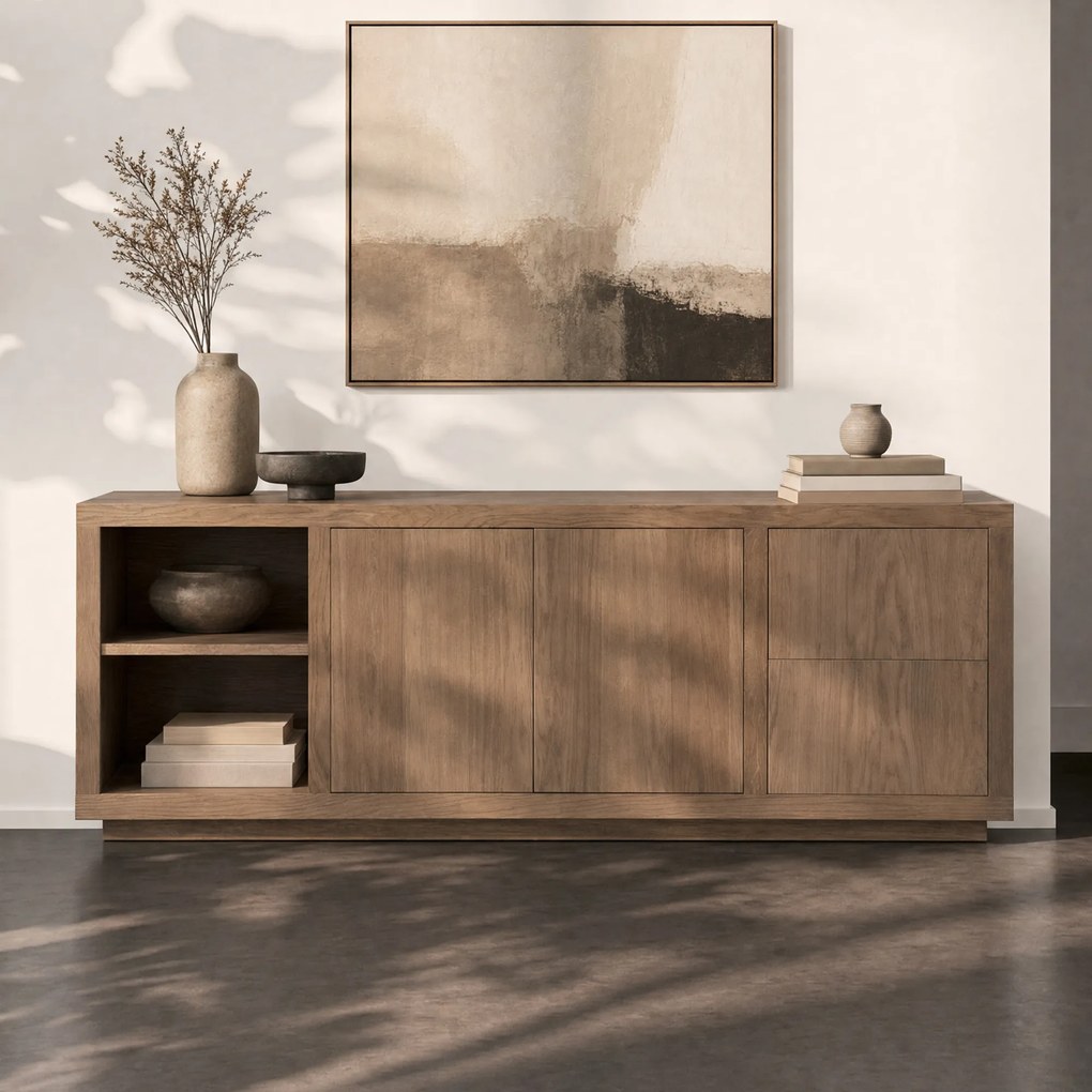 Modern Dressoir Lichtbruin Eiken - 200x42x70cm.