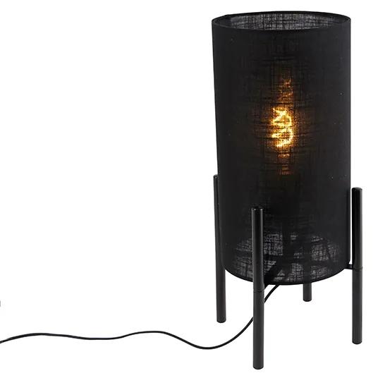 Stoffen Moderne tafellamp zwart met zwarte kap - Rich Modern E27 cilinder / rond Binnenverlichting Lamp