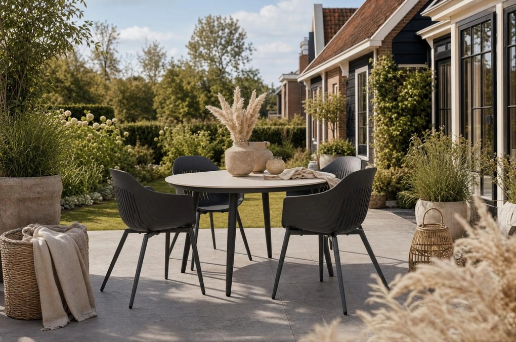 Tuinset 4 personen 120 cm Kunststof Grijs Lifestyle Garden Furniture Lissabon/Vienna