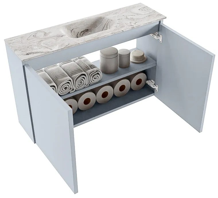 Mondiaz Ture DLux toiletmeubel 80cm clay met wastafel glace midden met kraangat