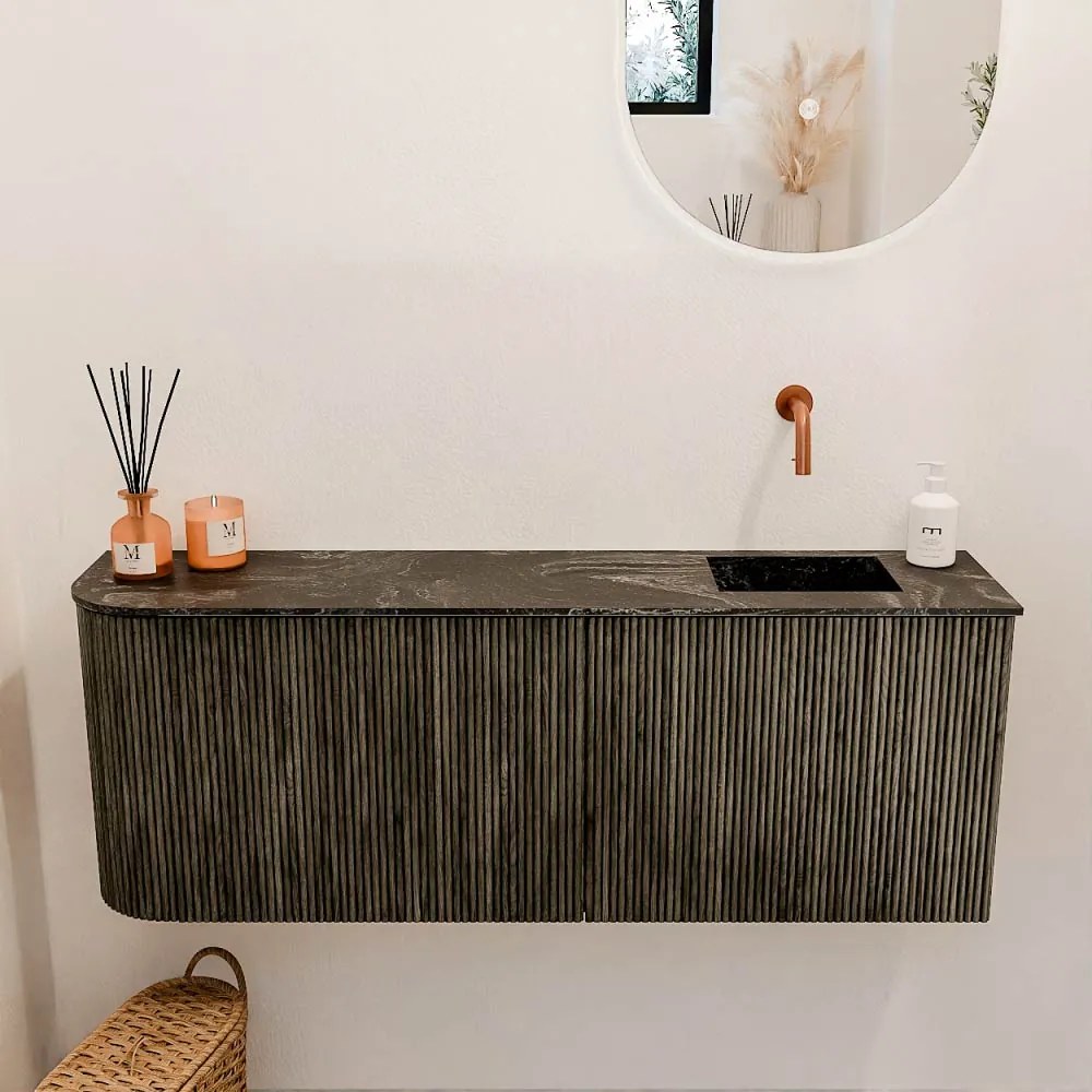 Mondiaz Joya DLux 110cm toiletmeubel ronding links shadow met wastafel faye rechts zonder kraangat lava