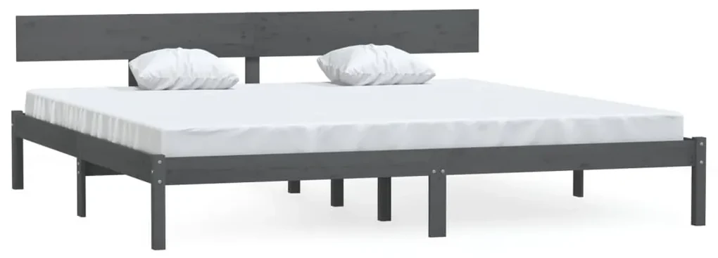 vidaXL Bedframe massief grenenhout grijs 180x200 cm UK Super King