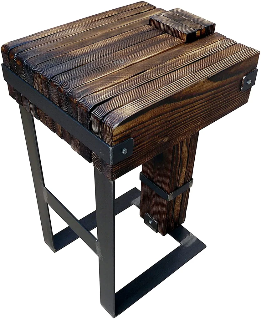 CHYRKA® Eettafel woonkamer tafel DROHOBYCZ kruk loft vintage bar industrieel design handgemaakt hout glas metaal