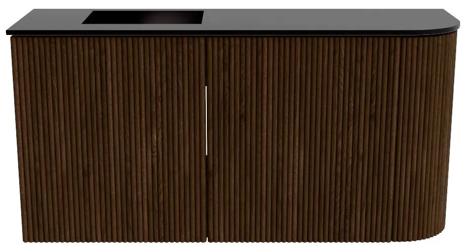 Mondiaz Joya 80cm toiletmeubel ronding rechts walnut met wastafel faye links 1 kraangat urban