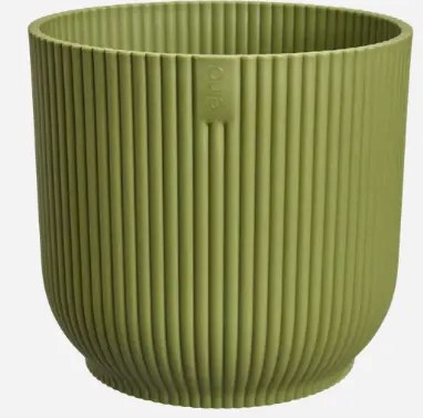 Elho Vibes Fold Rond 35 cm - Varengroen - Grote Ronde Plantenpot met Speelse Textuur