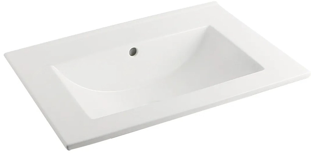 Muebles Raya badmeubel ribbelfront 60cm naturel eiken met witte wastafel zonder kraangat