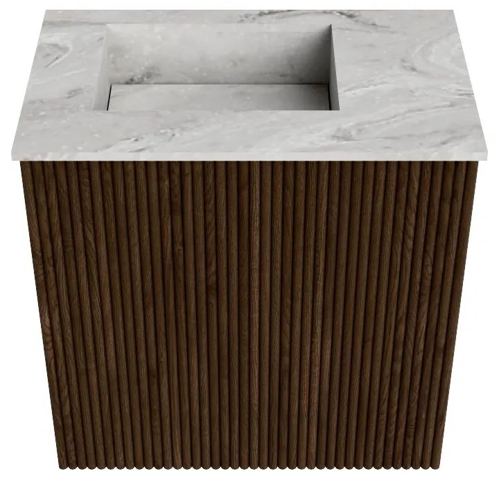 Mondiaz Joya DLux 40cm toiletmeubel walnut met wastafel faye links zonder kraangat glace