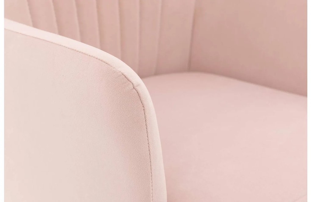 Goossens Eetkamerstoel Rob roze velvet stof met armleuning, urban industrieel