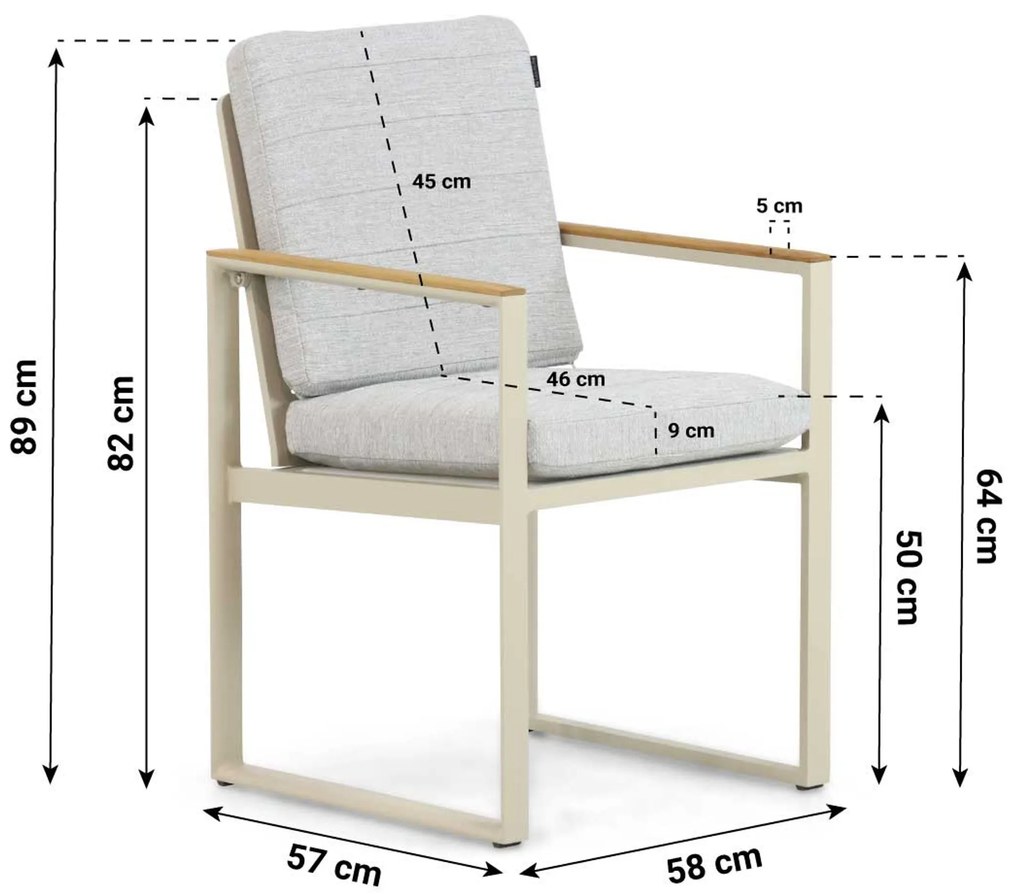 Tuinstoel Aluminium/Teak Taupe-naturel-bruin Lifestyle Garden Furniture Faro