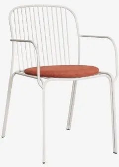 Anerina Tuinstoel Met Armleuningen Van Staal Gardenia Wit & Terracota - Sklum