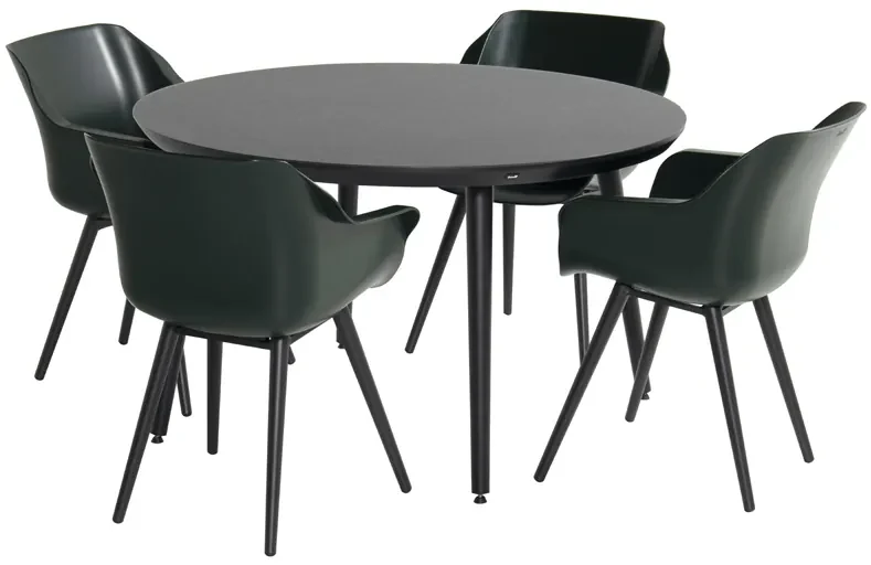 Hartman Sophie Studio dining armstoel - Night Green - Alu poot