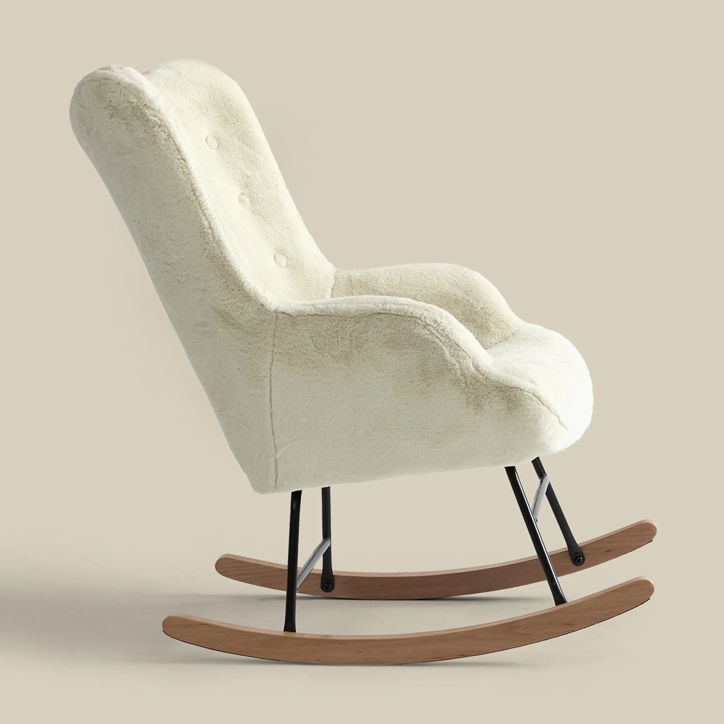 Schommelstoel Babykamer Creme Bont