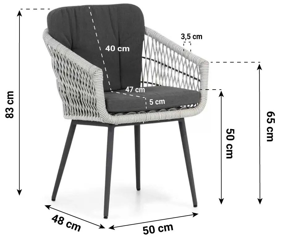 Bistroset 2 personen 70 cm Aluminium/wicker Wit Lifestyle Garden Furniture Western/Como