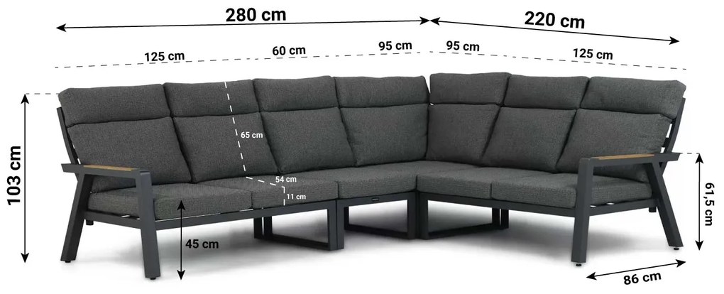 Hoek loungeset 6 personen Aluminium Grijs  Lifestyle Garden Furniture Marseille