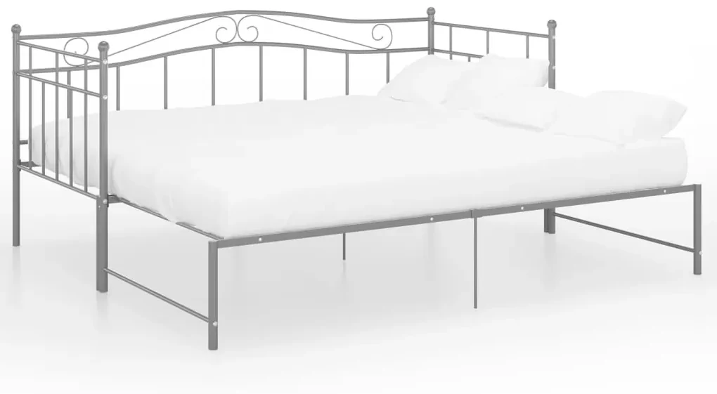 vidaXL Slaapbankframe uittrekbaar metaal grijs 90x200 cm