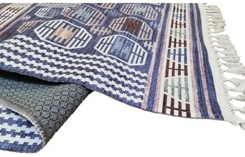 Kleden Blauw Mani Textile  CHAOUEN woonkamer vloerkleed