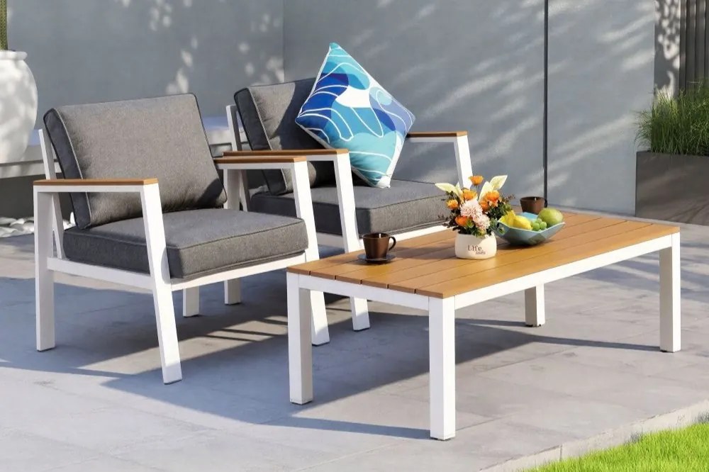 Tuinmeubelset voor terras Zakynthos Terrace wit Garden Point