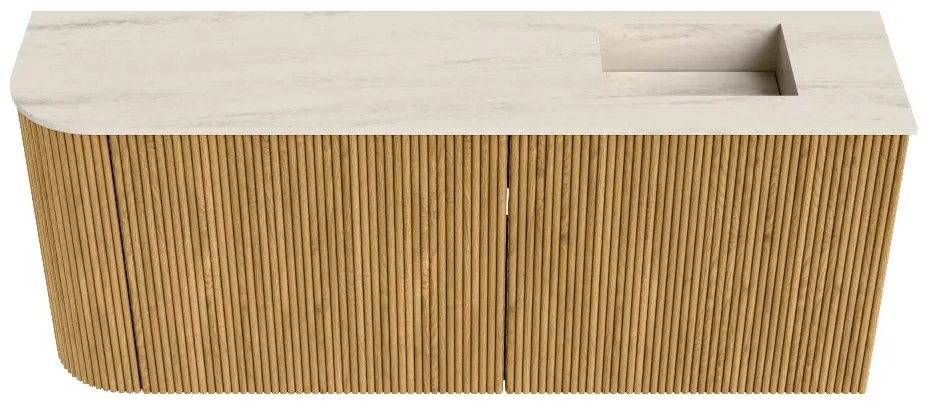 Mondiaz Joya DLux 100cm toiletmeubel ronding links oak met wastafel faye rechts 1 kraangat meli