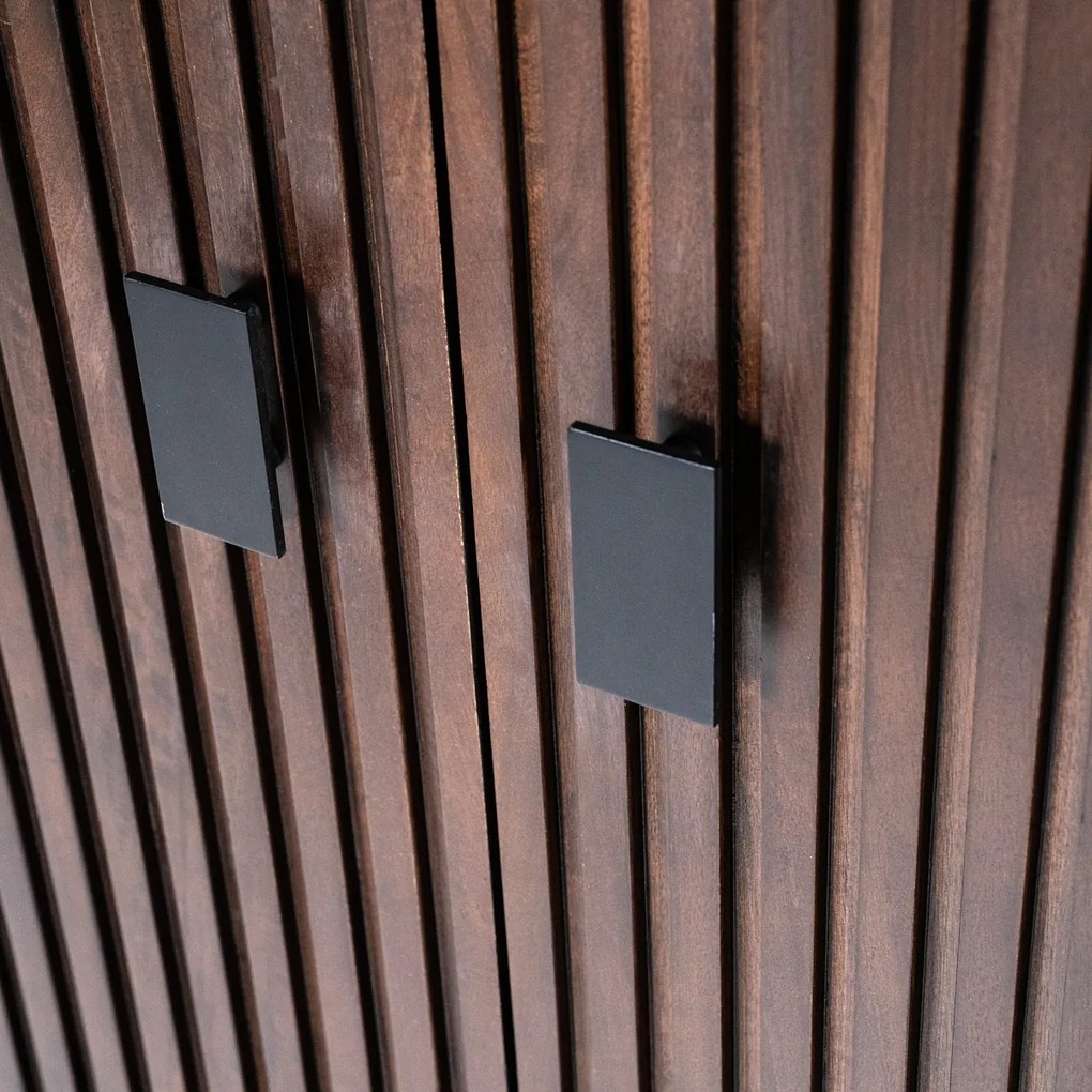 Eleonora Remi Donkerbruine Kast Met Houten Latjes - 96x45x170cm.