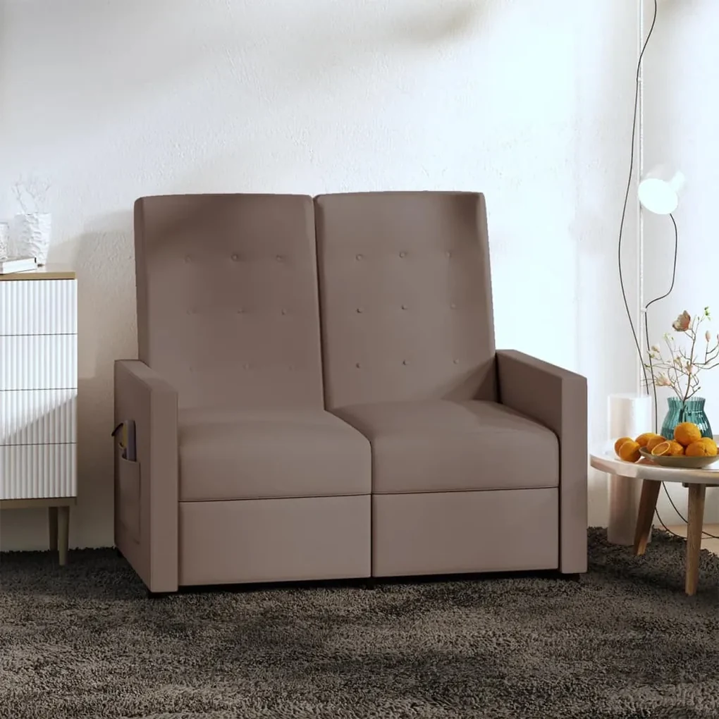 vidaXL Massagestoel 2-zits verstelbaar stof taupe