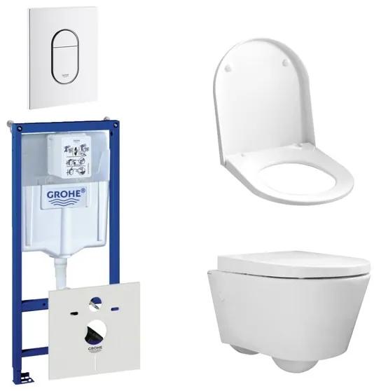 QeramiQ Sanidusa Compact toiletset bestaande uit inbouwreservoir, compact wandcloset met toiletzitting en bedieningsplaat verticaal wit 0729205/SW3927/SW3928/0729242