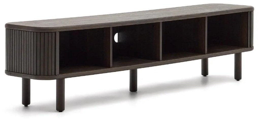 Kave Home Mailen Houten Tv-meubel Met Latjes Schuifdeuren 200 Cm Bruin - 200x40x50cm.