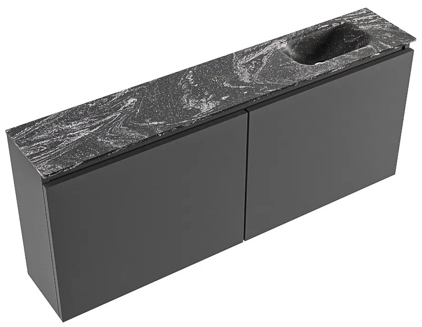 Mondiaz Ture DLux toiletmeubel 120cm dark grey met wastafel lava rechts zonder kraangat