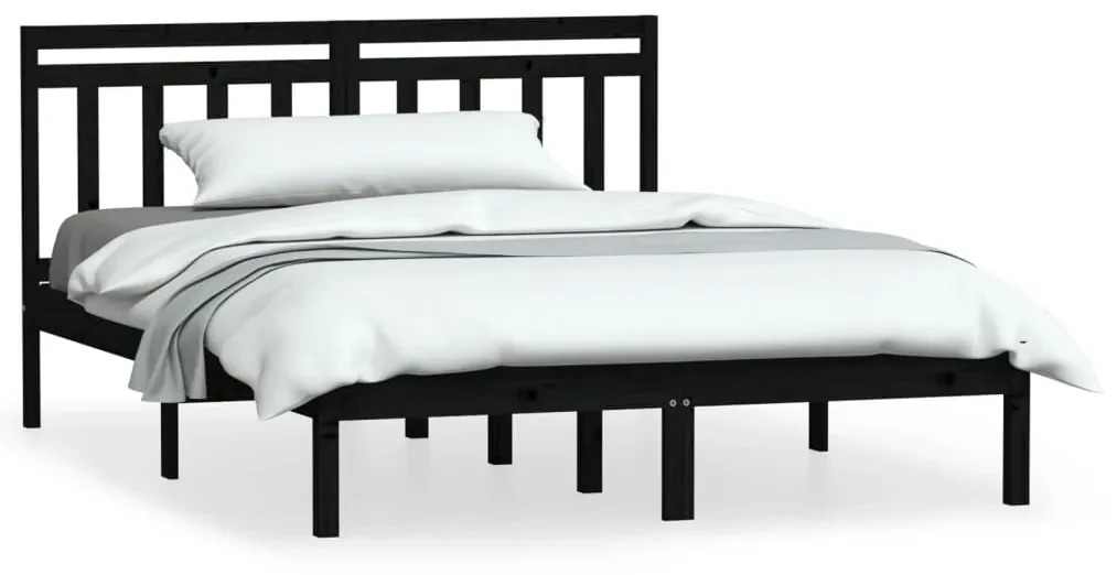 vidaXL Bedframe massief hout zwart 120x190 cm 4FT small double
