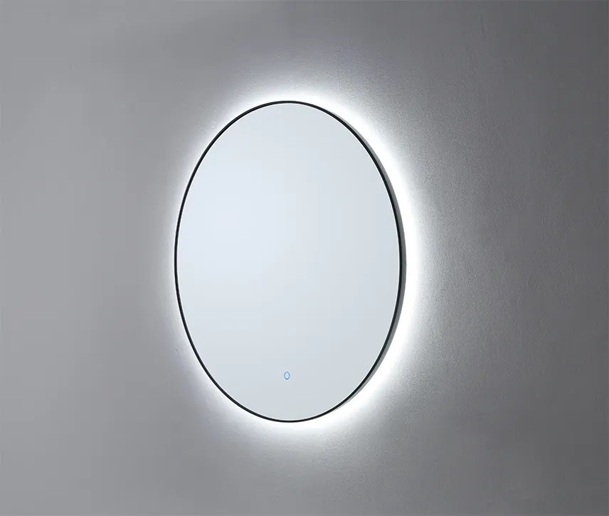 Lambini Designs Rodo ronde spiegel 80cm met spiegelverwarming en indirecte dimbare verlichting zwart mat