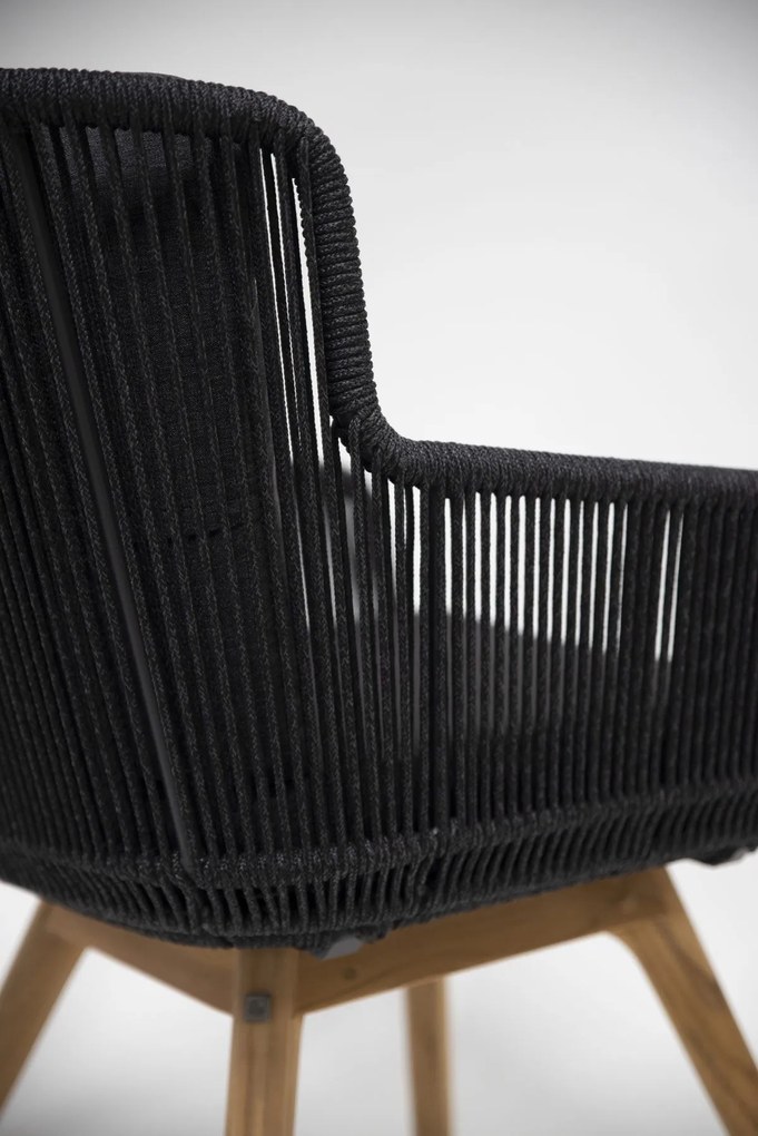 4 Seasons Outdoor Flores tuinstoel antraciet met teak onderstel SALE Tuinstoel   houtkleur weerbestendig