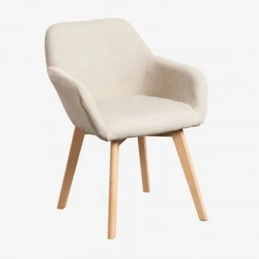 Ervi Gestoffeerde Eetkamerstoel Met Armleuningen Crème Beige - Sklum