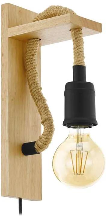 EGLO wandlamp Rampside - zwart/hout - Leen Bakker