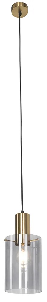 Smart hanglamp messing met smoke glas incl. Wifi A60 - Vidra