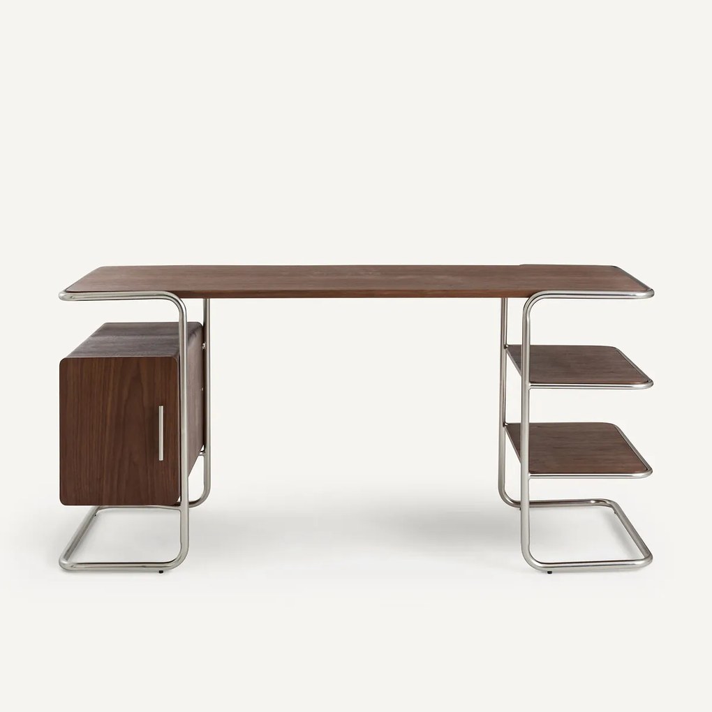 Buisvormig bureau in walnootfineer, lengte 155 cm, Emlyn