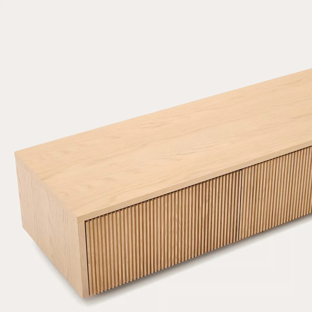 Kave Home Helvine Laag Tv-meubel Eiken Met Ribbels - 200x40x30cm.