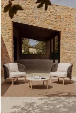 Tuinset Met 2 Stoelen Van Gevlochten Touw Capri En Salontafel Van Acaciahout Olivia Bruin – Chocolade - Sklum