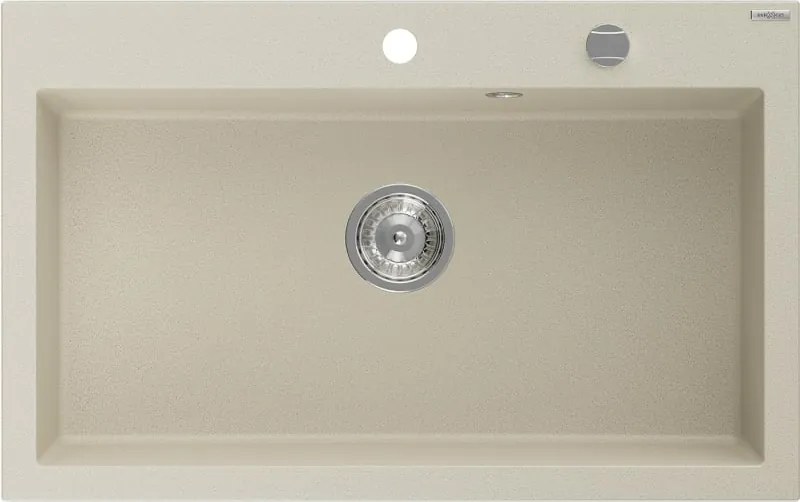 Mexen Elix granieten spoelbak 1-komor 800 x 500 mm, beige, sifon chroom - 6527801005-69