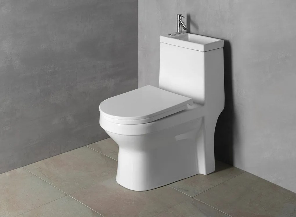 Aqualine Hygie duoblok staand toilet met fontein wit