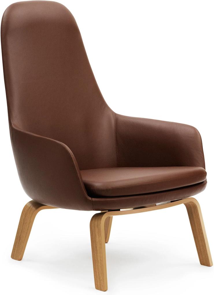 Normann Copenhagen Era Lounge Chair High loungestoel met eiken onderstel Leder Tango bruin