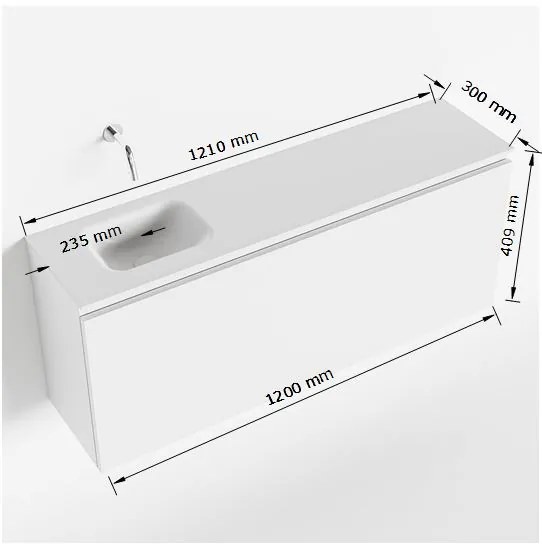 Mondiaz Olan 120cm toiletmeubel army met wastafel talc links 1 kraangat