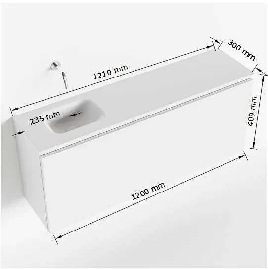 Mondiaz Olan 120cm toiletmeubel ocher met wastafel talc links geen kraangat