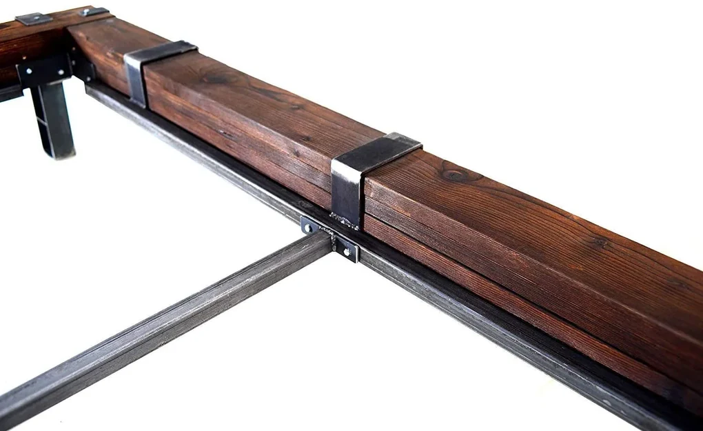 CHYRKA® Meubelen massief houten bed LL balkbed LEMBERG tweepersoonsbed loft vintage industrieel design handgemaakt hout metaal