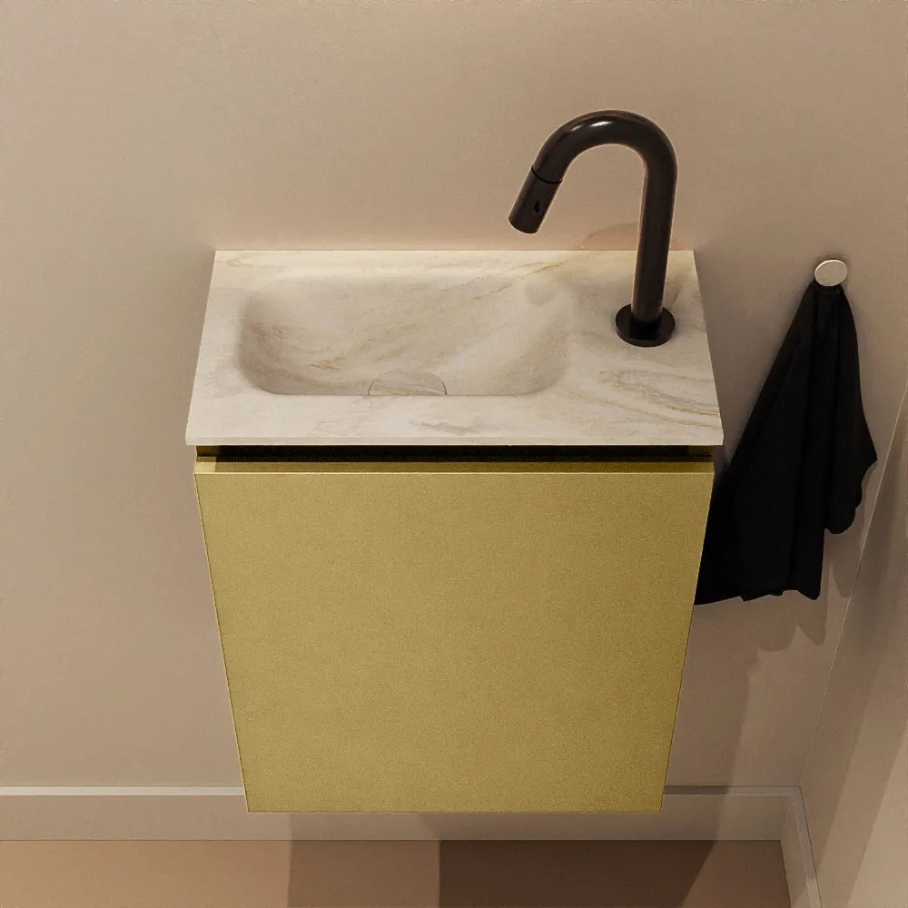 Mondiaz Ture DLux toiletmeubel 40cm oro met wastafel ostra links met kraangat