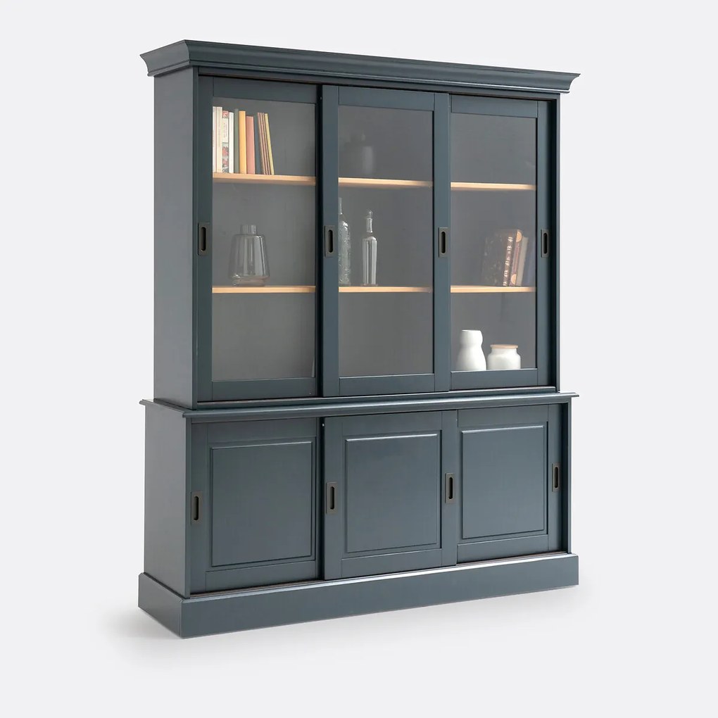 Vitrinekast met 6 deuren, van massief grenen en MDF, POIRET