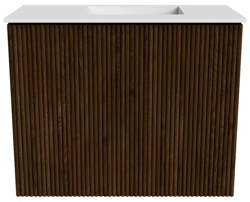 Mondiaz Joya 50cm toiletmeubel walnut met wastafel faye rechts 1 kraangat talc