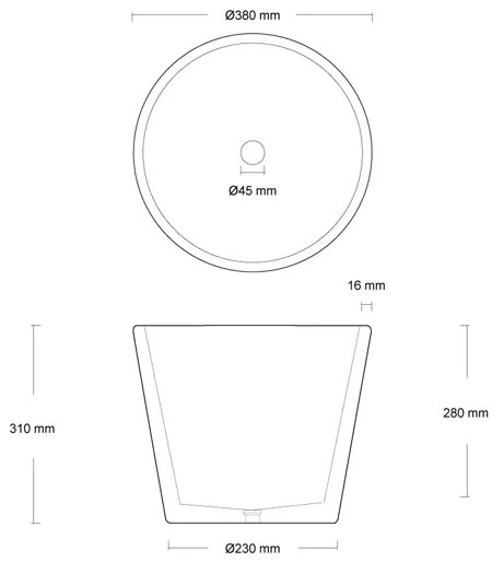 Urbi et Orbi Circum opbouw wastafel 38x31cm antraciet