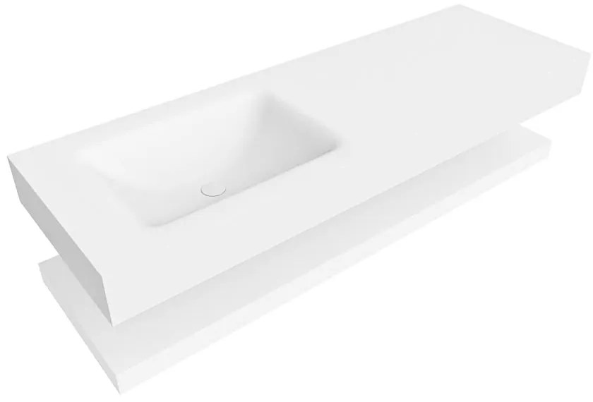 Zaro Alan badmeubel 140cm met planchet talc en vrijhangende wastafel cloud links 1 kraangat talc