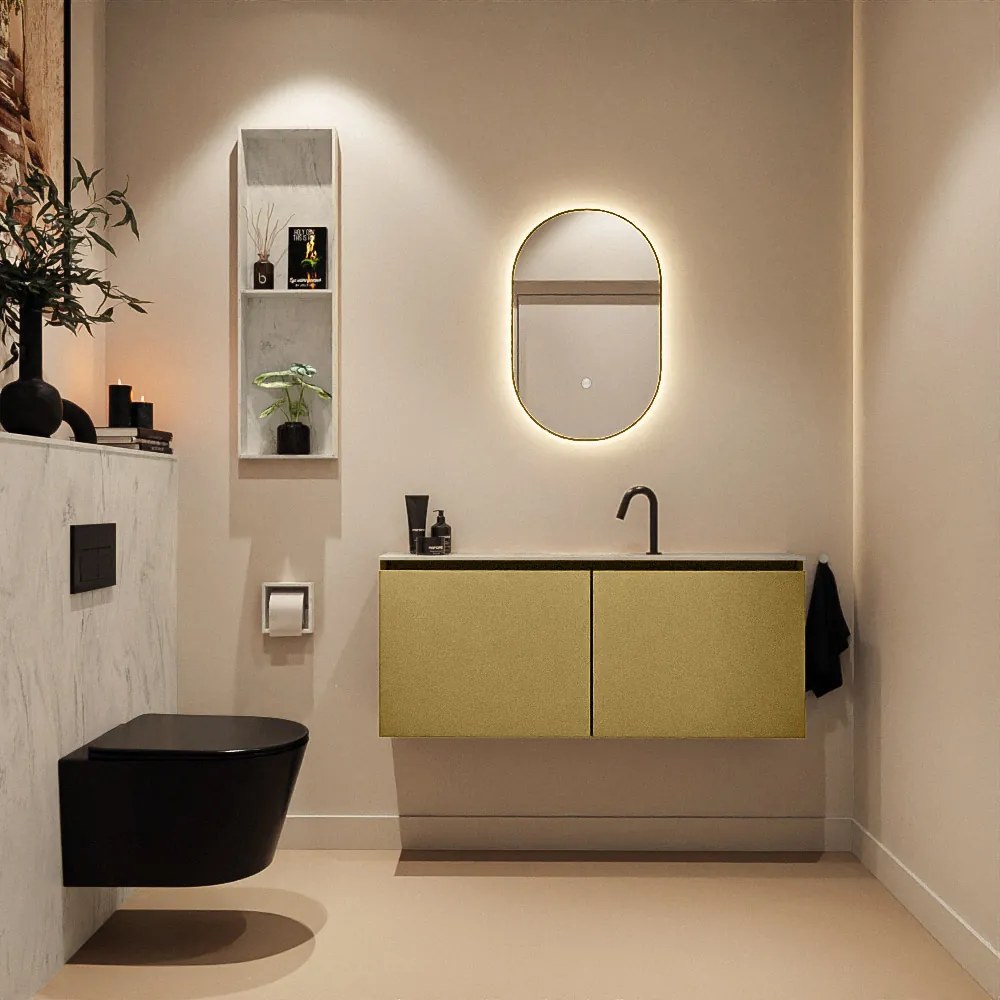 Mondiaz Ture DLux toiletmeubel 120cm oro met wastafel opalo midden met kraangat