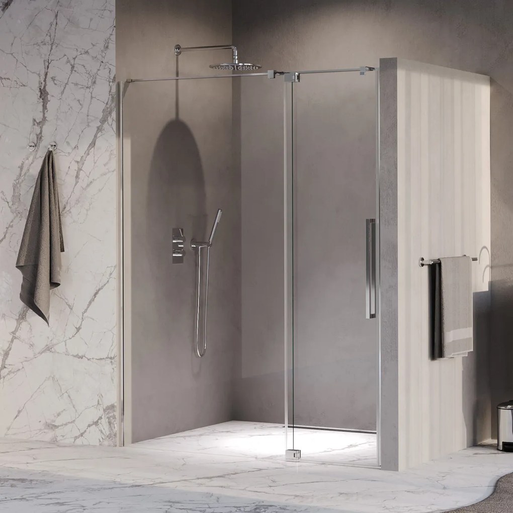 Brauer Stellar nisdeur met vaste wand 140cm chroom
