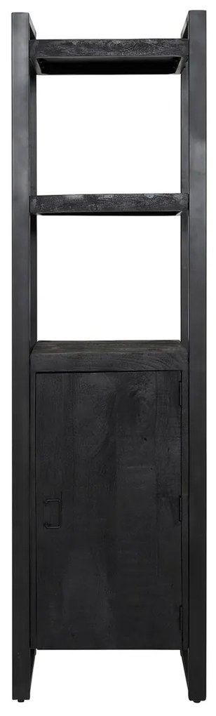 Starfurn Boaz Black Smalle Boekenkast Zwart Mangohout - 55x45x200cm.